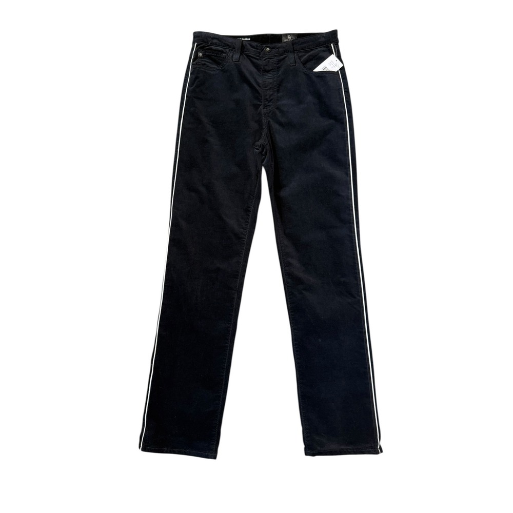 AG Adriano Goldschmied The Isabelle High Rise Straight Crop Black Stripe Pants 4